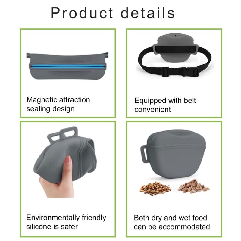 Silikon-Leckerlibeutel für Hunde mit Hundetrainings-Clickern Wasserdichte Bauchtaschen für Training Belohnung Outdoor