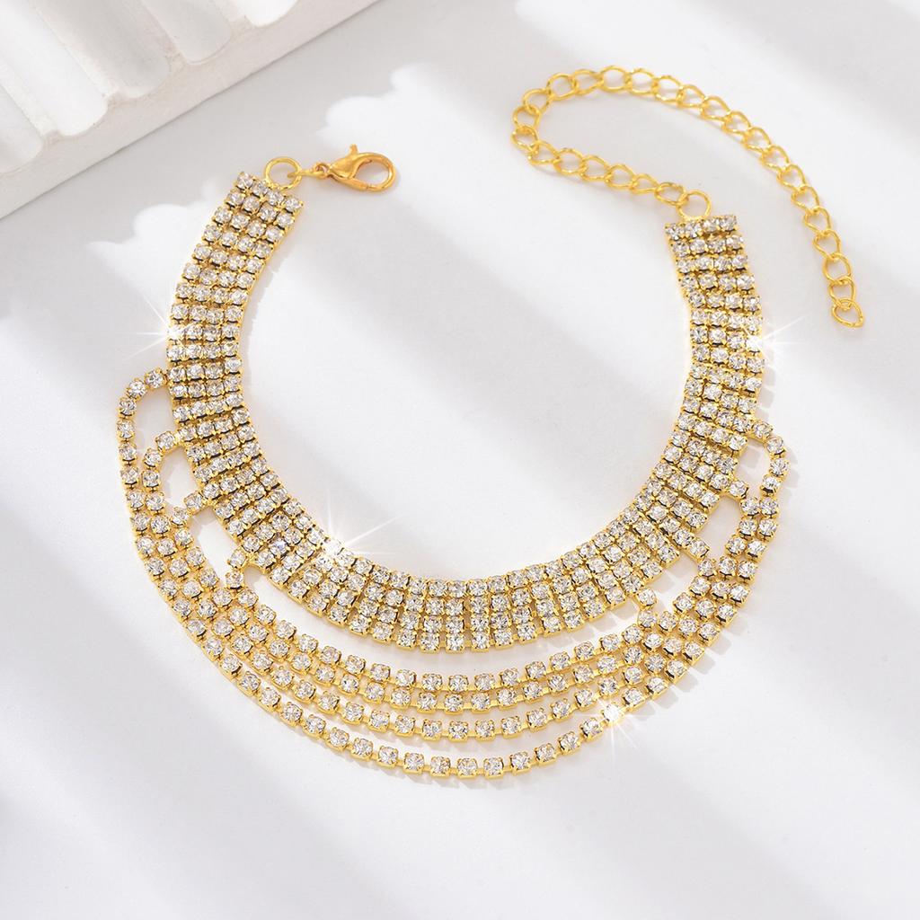 Wielowarstwowa bransoletka na kostkę z frędzlami, wysokie obcasy, akcesoria, moda, seksowna, plażowa bransoletka na kostkę z kryształkami, akcesoria do stóp