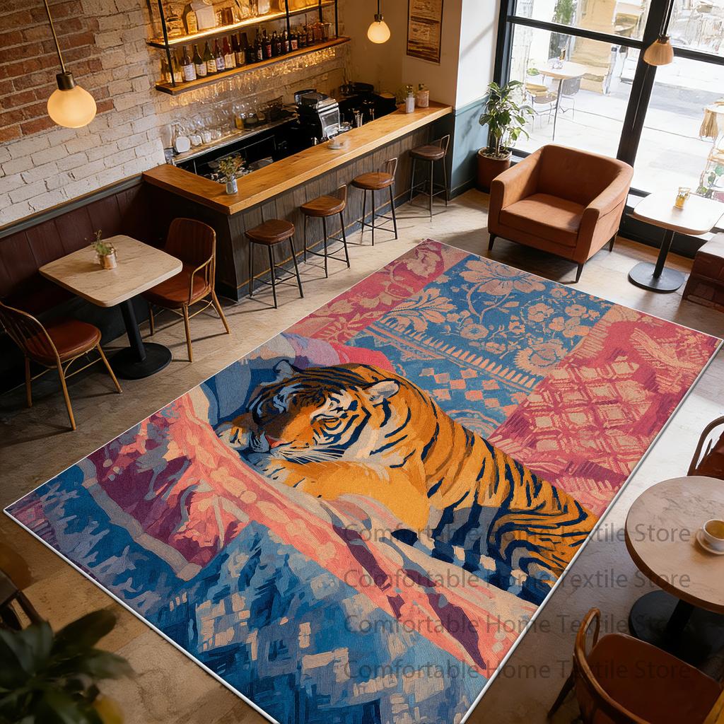 American Retro Tiger Style Coffee Tables Mat Decoration Living Room Washable Fluffy Rug Large Area Non-slip Short Velvet Carpet