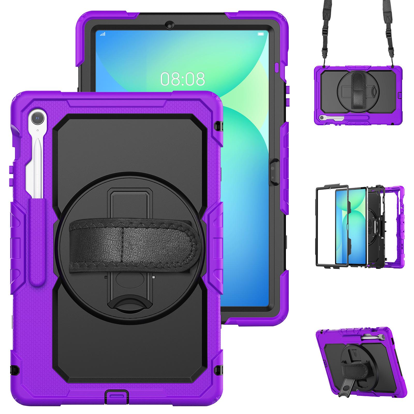

For Samsung Galaxy Tab S10 FE+ SM-X620/X626B Case PC + Silicone Tablet Cover with PET Anti-Scratch Film and Shoulder Strap L