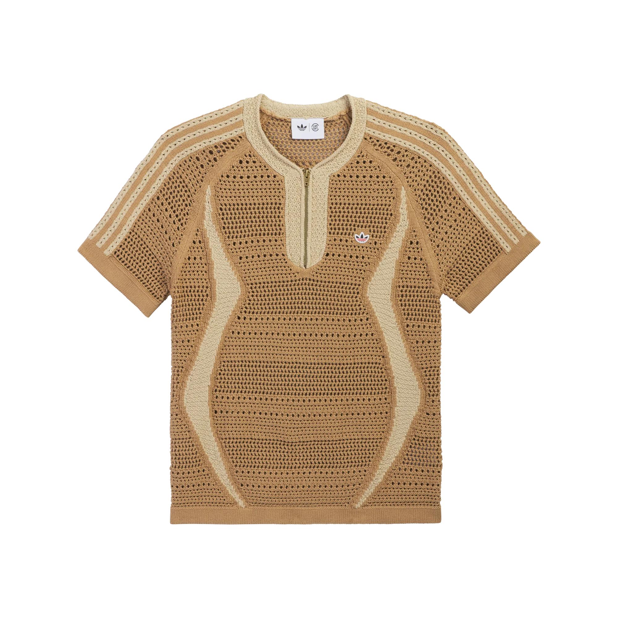 Adidas Originals × CLOT V-Neck Striped Pullover Short Sleeve T-Shirt Unisex Tops KE7069 M