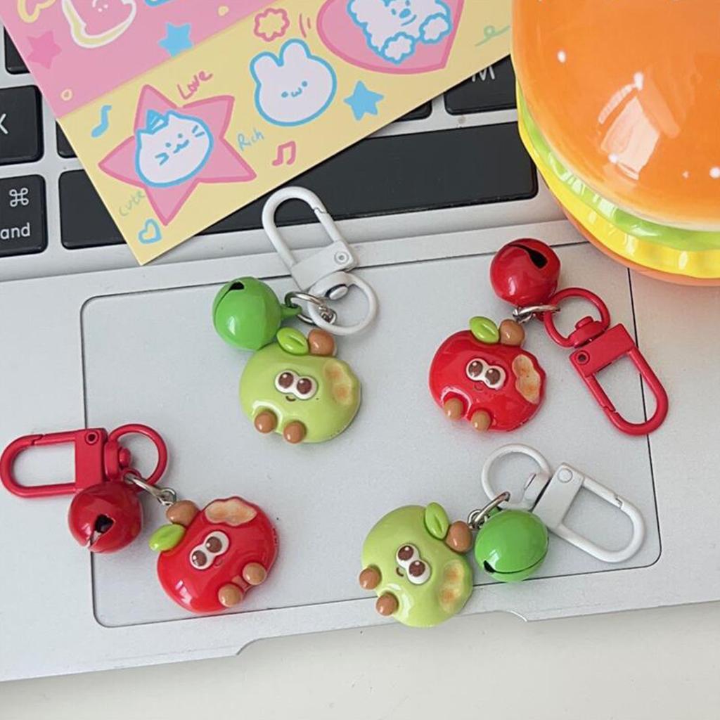 Smiling Bitten Apples Keyring With Delicate Bell Noise Vibrant Resin Key Holder For Backpacks Phone Charm