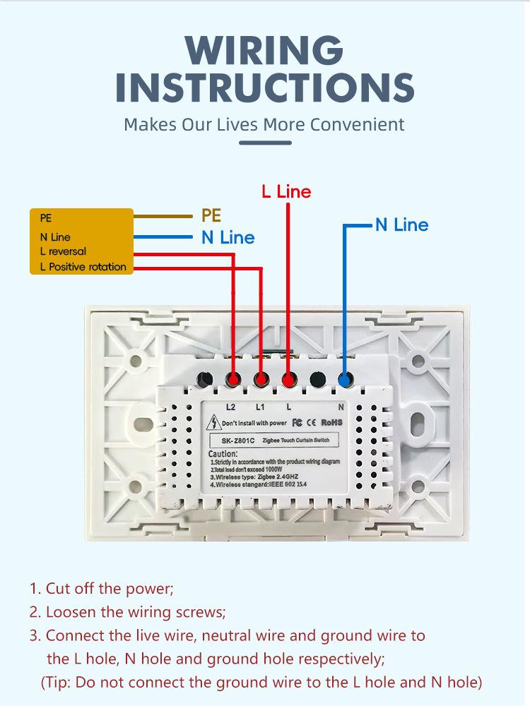 Zigbee Smart Touch Curtain Switch with Alexa Voice Control and Tuya Integration