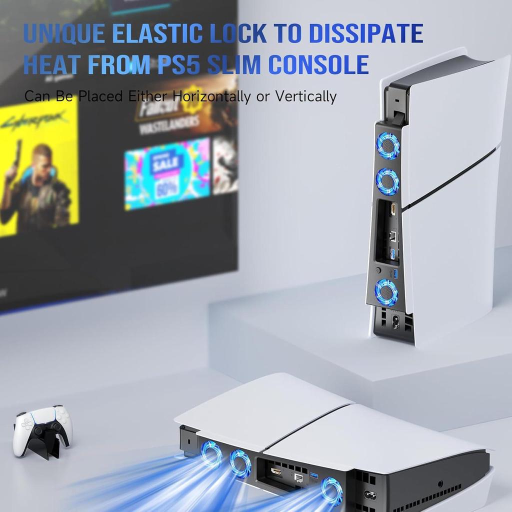 Ventilator din spate al consolei PS5 Slim: Radiator subțire pentru controlul temperaturii și răcire.