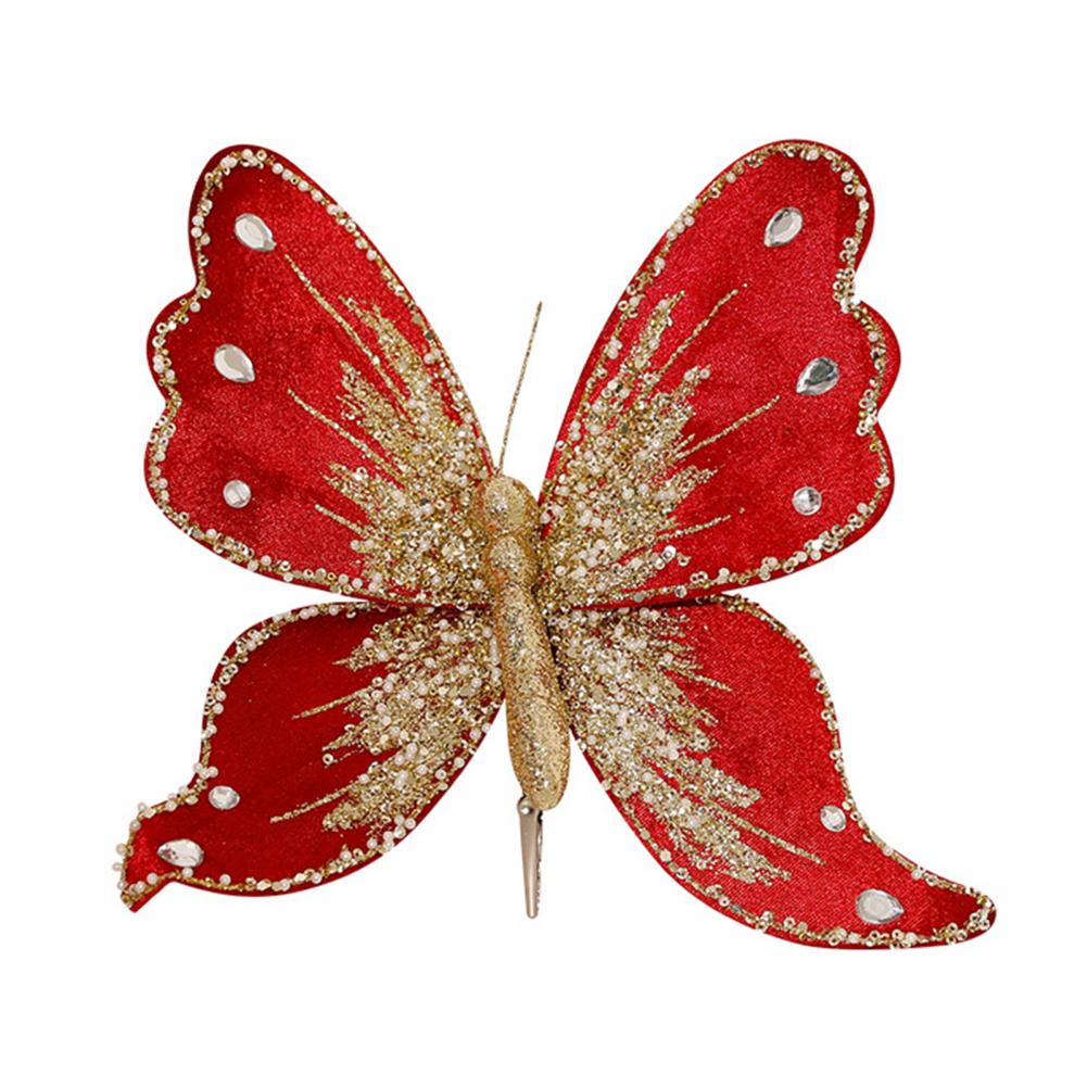 Glitter Butterfly Christmas Tree Ornaments Festive Atmosphere Creator Decorations Sparkling Butterfly for Holiday