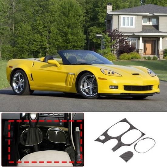 Carbon Fiber Center Control Gear Shift Panel Trim Sticker for Corvette C6 05-13