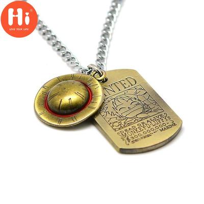 Ahoj Náhrdelník One Piece Luffy Slamený klobúk A Logo Lebky Prívesok Dog Tag Pánske Módne Chokery Doplnky Šperky Figúrky Hračky