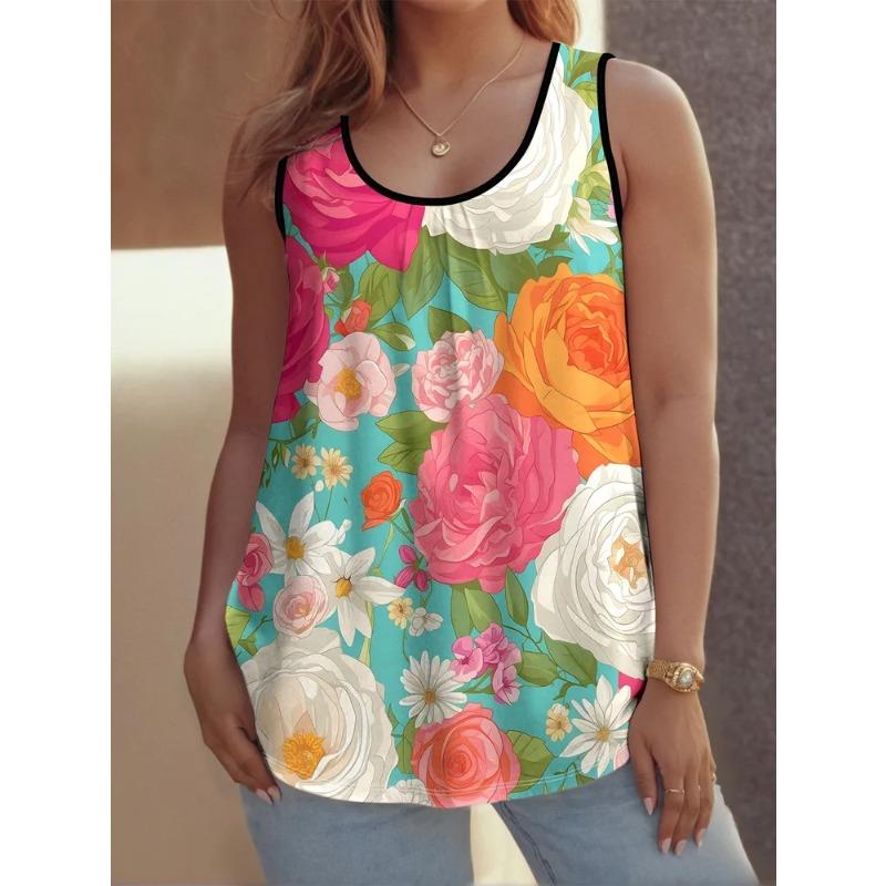 Dámská vesta bez rukávů Kreativní barevný potisk Pohodlná měkká Volnočasová Volná Módní Všestranná Letní Nadměrná vesta