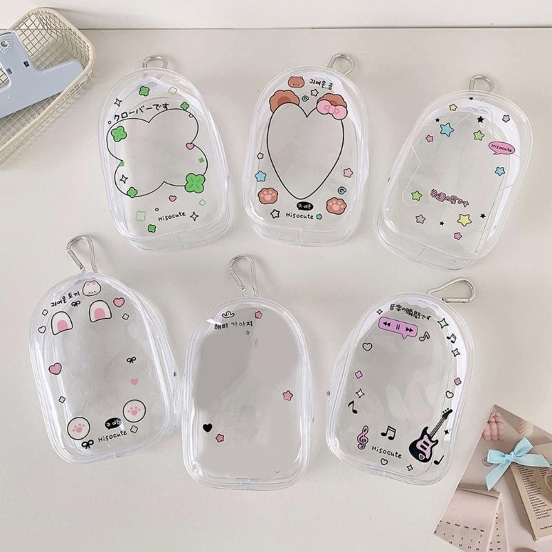 Portable Clear Hanging Storage Bag For Mini Figures Dolls Collectibles With Keychain Attachment And Zipper Closure