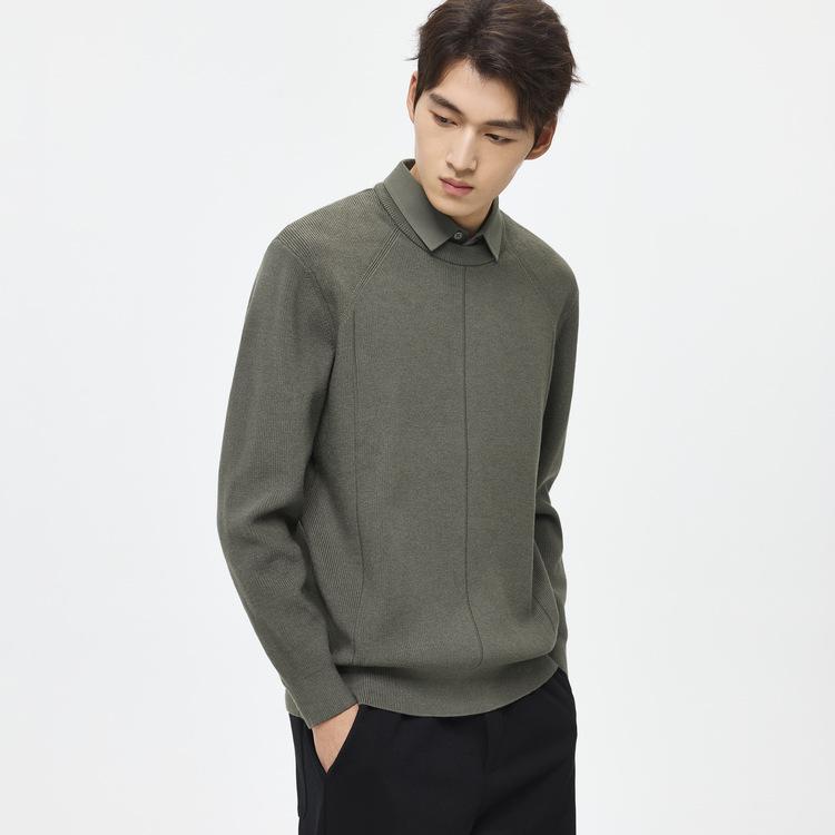 

WOOG2005 Men s Thickened Faux Two-Piece Lapel Knit Sweater - Winter 2025 Casual Collection XL сірий колір