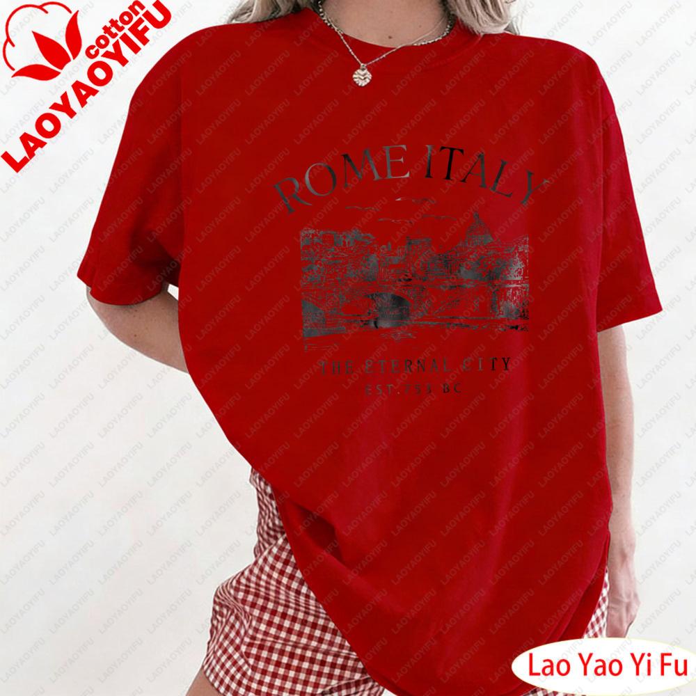 I RoUnisex Italy Shirts Italy Skyline TShirt Womens Summer Tees ROME ITALY THE ETERNAL CITY EST 753 BC Graphic Tees