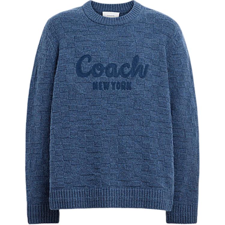 

Coach SS24 Letter Logo Crew Neck Pullover Sweater Men sweater Indigo CT065-O1H XL