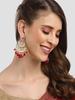 Gold Plated Red Tumble Kundan Chandbali Earrings for Women