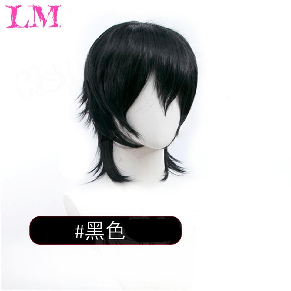 LM Synthetic Short Wigs Wolf Cut with Bangs Choppy Cosplay Party Wig for Men Women Pink Red Blue Purple Korean Style Man Wig