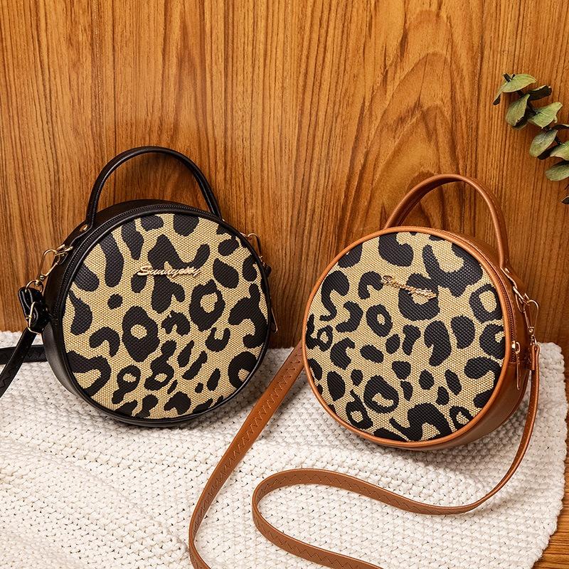 Retro Leopard Print Small Round Bag Womn Bag Women's Trend Shoulder Bag
