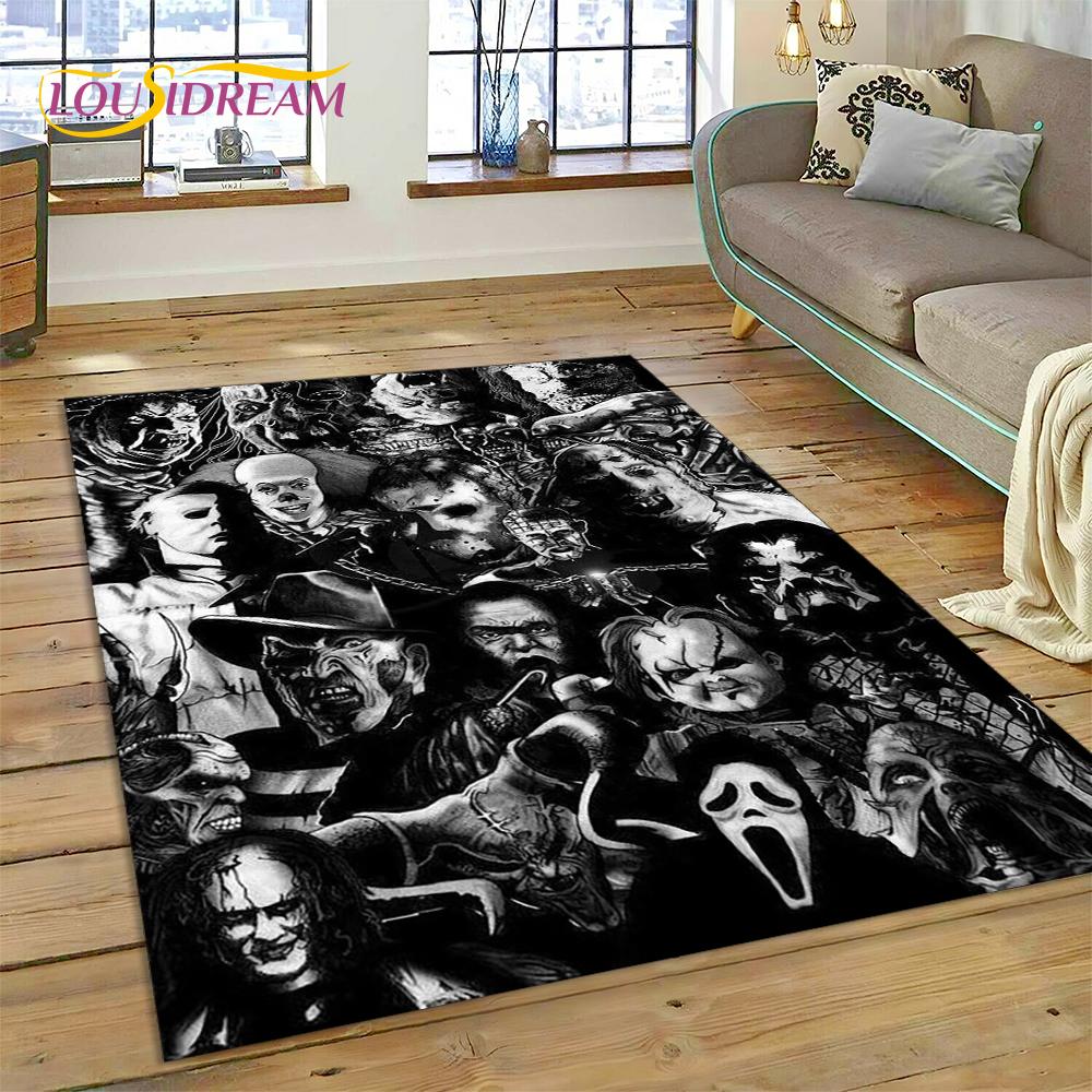 Postava z hororového filmu Chucky Pennywise Halloween Koberec do ložnice obývacího pokoje Dekorace na pohovku Doma Velká dekorativní podlahová rohož