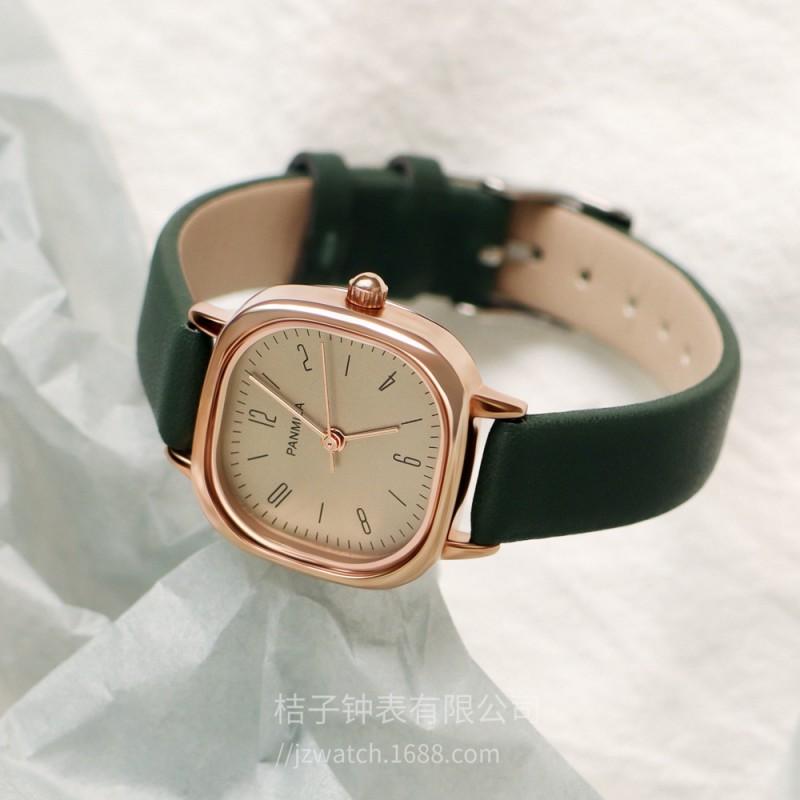 Minimalist Square Womens Quartz Watch With PU Leather Strap Fashionable Elegant Small Dial 25mm Stainless Steel Buckle