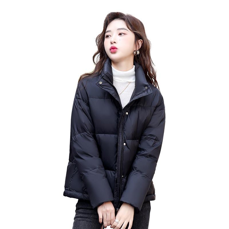 Down jacket women's short model new winter duck down thickened Korean version small stand-up collar bread jacket