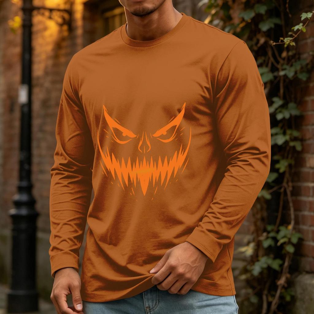 Men's Casual Long Sleeve Neck T-Shirt for Halloween