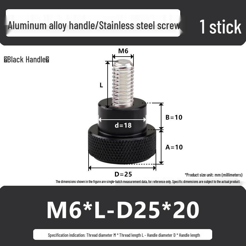 M6 Aluminum Alloy Knurled Hand Tightening Screw Bolt with Stainless Steel Handle