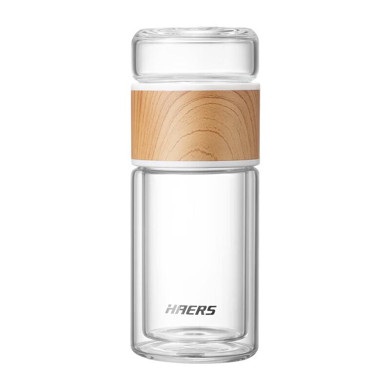 HAERS 240ml Double-Layer Tea Infuser Glass Mug
