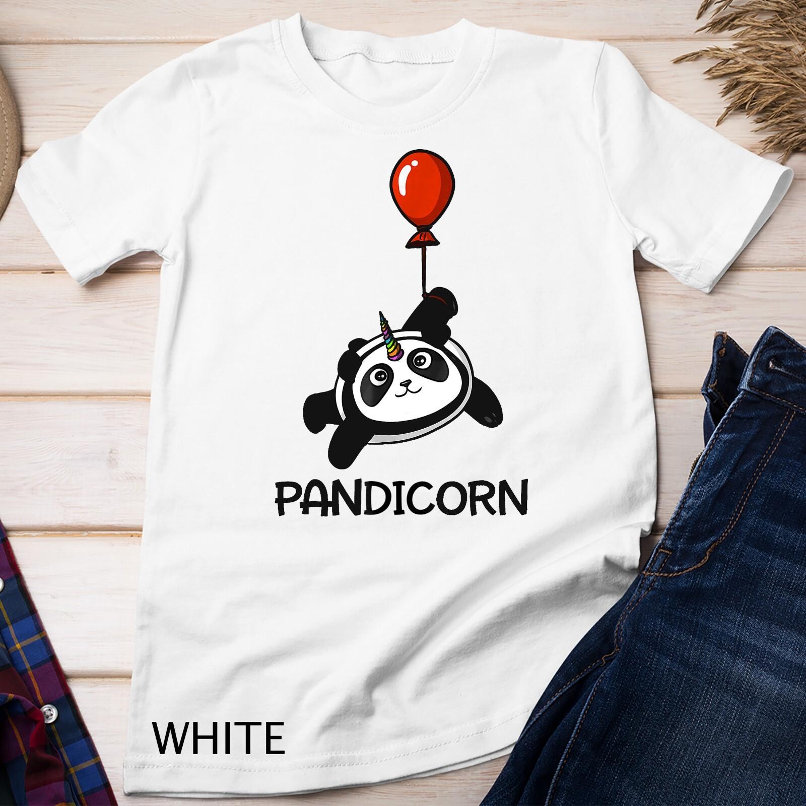 Pandicorn Funny Panda Bear With Balloon Unisex T-Shirt Mens Womens Tees Top S