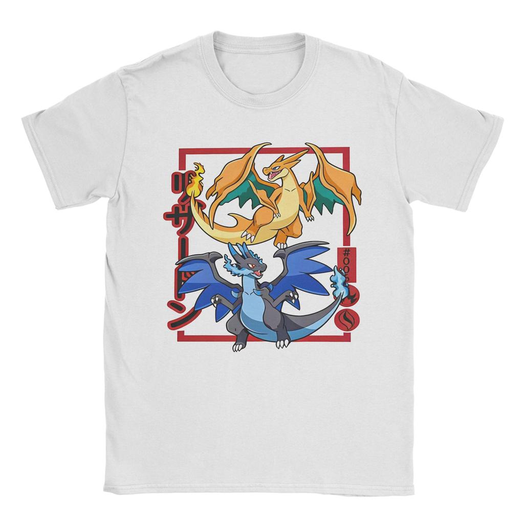 Fashion Draconic Bipedal Charizard TShirts for Unisex Women Round Neck Cotton T Shirt Short Sleeve Tees Big Size Tops