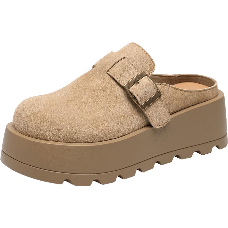 ZHR Women s Khaki Retro Slip-On Mules 38