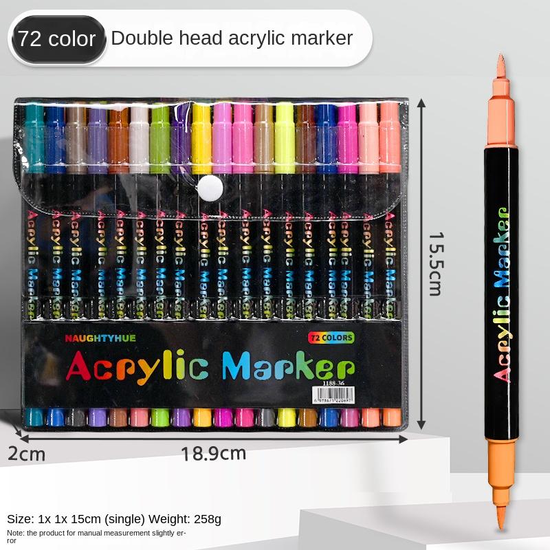 Professional Art Use 120-24Colors Acrylic Paint Markers, Dual-Tip Fine and Brush Tip Pens, Suitable for Stone, Wood, Calligraphy