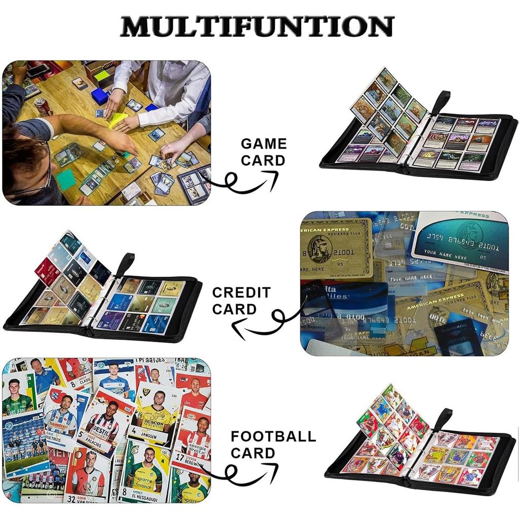 Card Album with Zipper, 9-Pocket 50 Pages Holds 900 Cards, Wear-Resistant and Waterproof, Ideal for Collectors