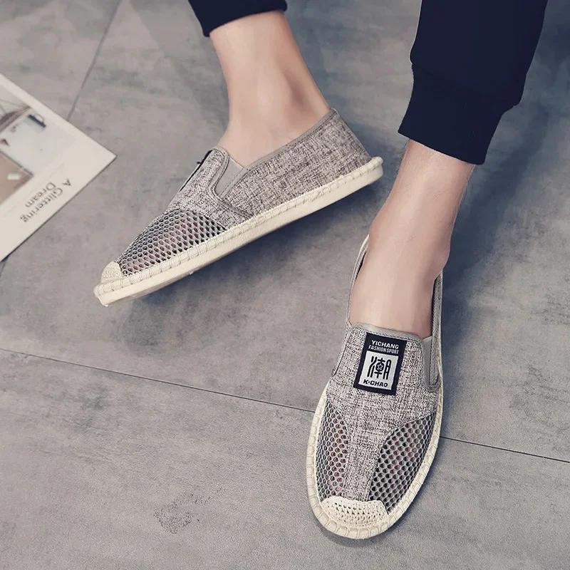 Summer Linen Breathable Casual Flats Shoes Mens Espadrilles Loafers Fashion Slip On Canvas Shoes Fisherman Driving Footwear