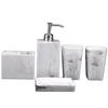 Set di Accessori per Bagno Resina Marmo Set da Bagno con Bicchiere Portasapone Portaspazzolino Sapone Liquido