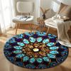 Trendy Round Gothic Multicolor Carpet, Non-Slip Floor Mat for Living Room