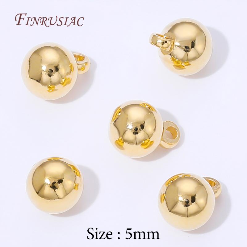 3mm 4mm 5mm 6mm 18K Gold Plated Brass Round Ball Bead Pendants For Necklaces Making,DIY Charms For Jewelry,Bracelets Accessories