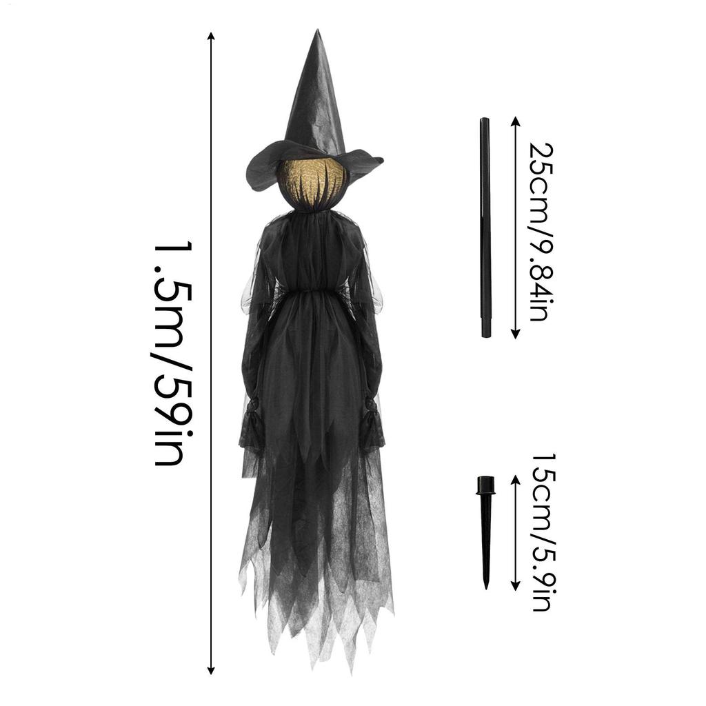 Outdoor Witch Halloween Decorations Lighted Witches Garden Decor with Sound Halloween Scary Props for Porch Garden Lawn Patio