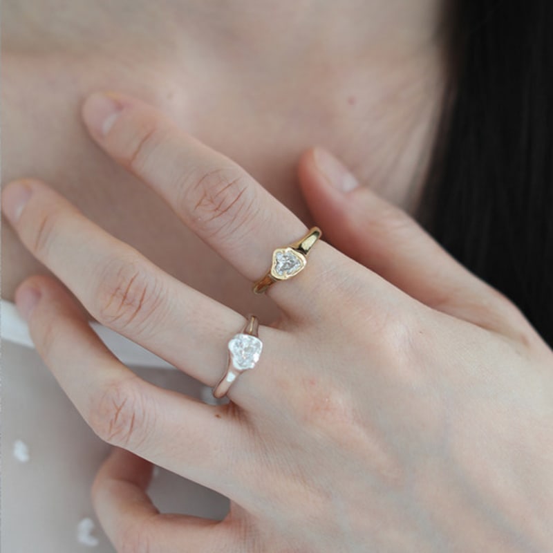 eveningbell [silver925] Wavy heart ring (gold)