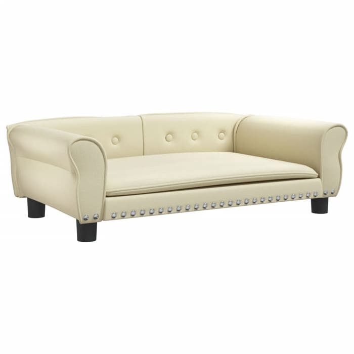 VidaXL Lit pour Chien, Canapé pour Animaux de Compagnie avec Cadre en Bois, Panier pour Chiots Maison Intérieur, Crème 171818