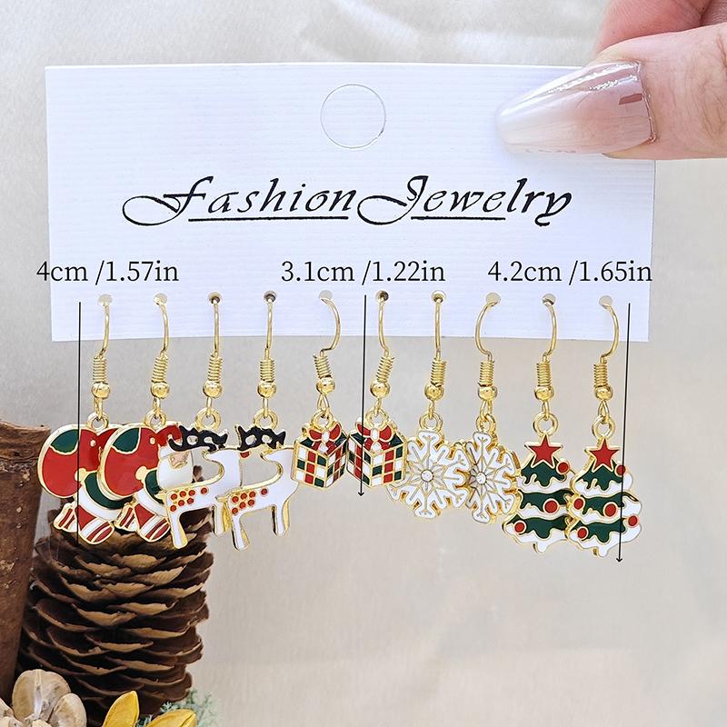 Christmas Jewelry Holiday Santa Claus Christmas Tree Reindeer Earrings Set