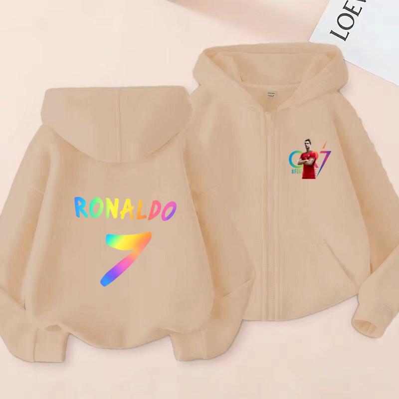 Kinder Reißverschluss Stil Buchstaben CR7 Rosa Strickjacke Kapuzenpullover Sweatshirt Mädchen Junge 3-12 Jahre Freizeit Mode Trend Oberteil Sportjacke Kleidung