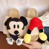 Jednowyrazowe trójwymiarowe Mickey puszyste kapcie na grubej podeszwie jesienno-zimowe modne kreskówkowe do noszenia na zewnątrz ciepłe bawełniane kapcie na pół stopki dla dziewczynek