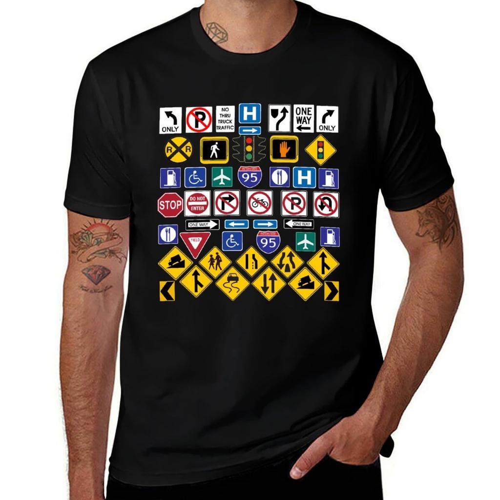 Road Signs, Regulations Signs T-Shirt Work Comfort T-Shirt for Men