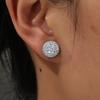 Womens Sterling Cubic Zirconia Stud Earrings Full Pave Round Design Elegant Daily Wear Jewelry