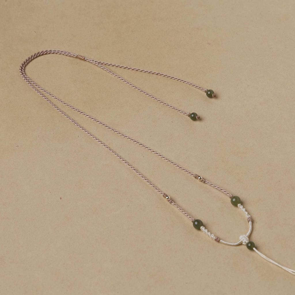 Handcrafted Adjustable Eight-Strand Braided Hetian Jade Necklace Rope