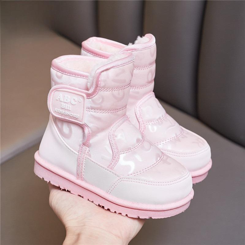 Children's Mid-cut Warm Cotton Shoes Winter Fashion Thickened Cotton Boots Girls Waterproof Printed Casual Shoes Anti-slip Snow Boots