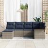 6 Piece Grey Garden Sofa Set with Cushions