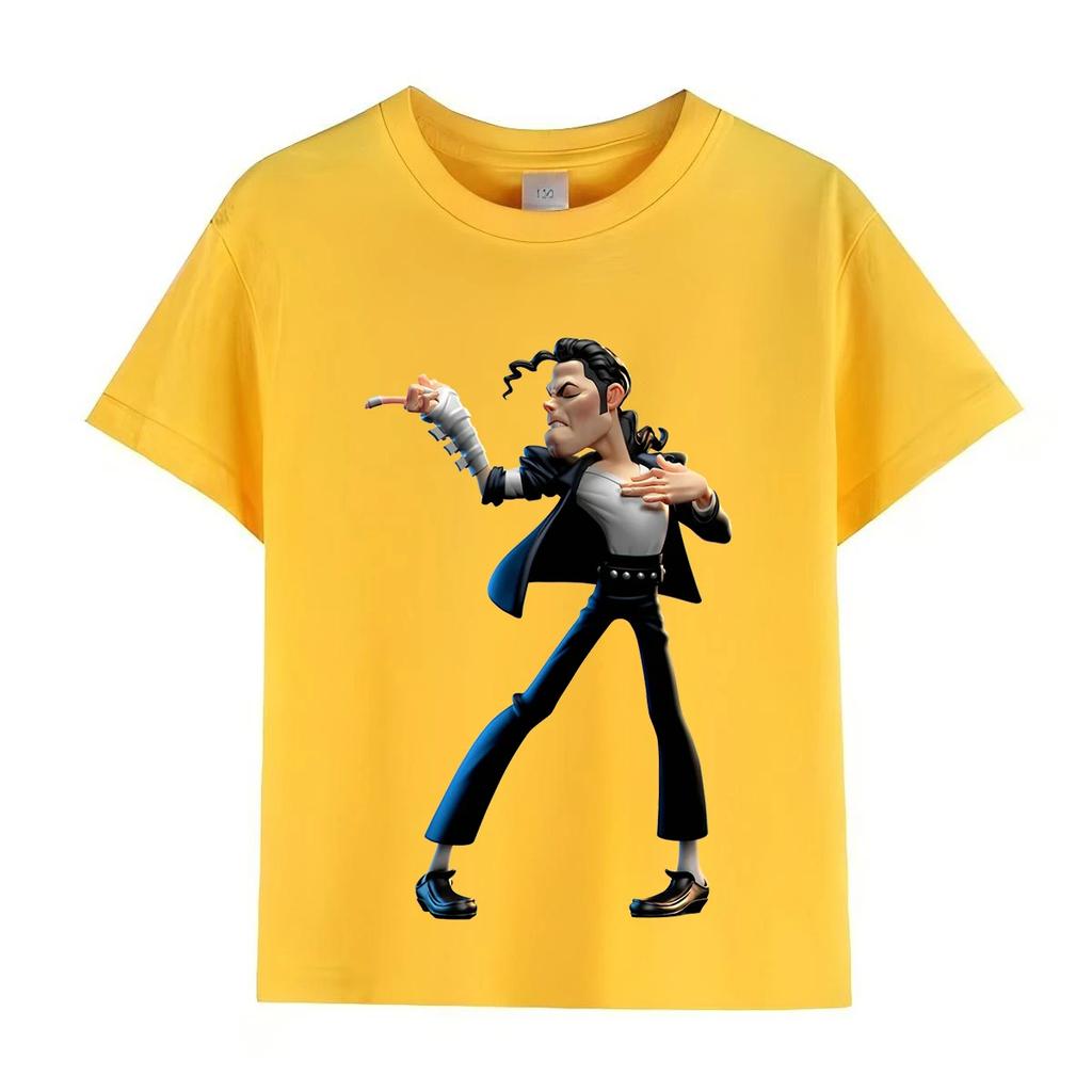 Kinder Michael Jackson Rock N Roll T-Shirt Kinder Mode Rundhals Oberteil Sommer Freizeitkleidung für Jungen und Mädchen