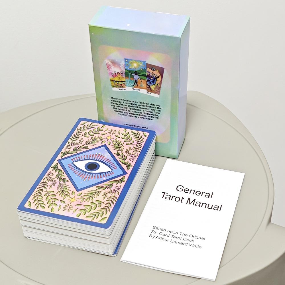 12*7cm Mystic Soul Tarot 78 Pcs Cards with Guidebook - Vibrant Colors Throughout The Deck, To Uplift The Energy of The Reader