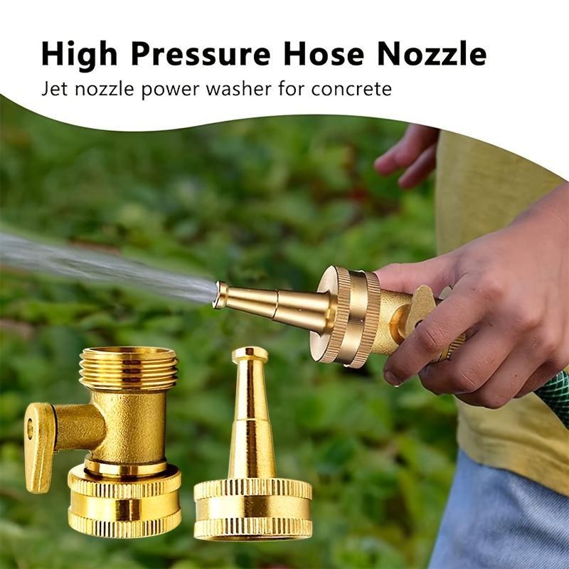 2pcs/set Brass Garden Hose Nozzle - Durable Metal Lawn & Car Sprinkler With Standard Us Thread Connector