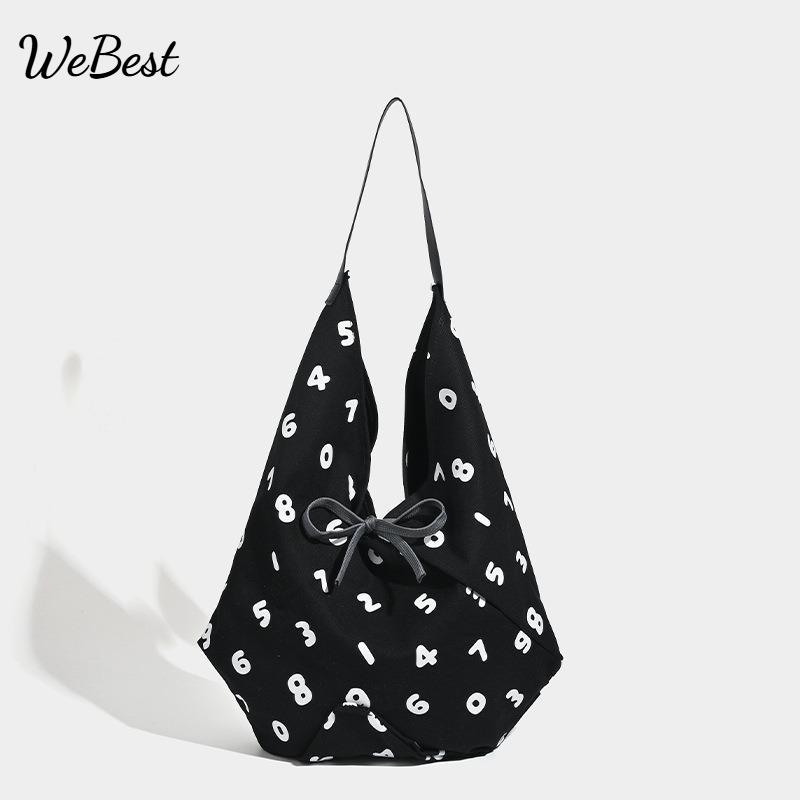 

2025 New Tote Bag Simple Digital Print Canvas Bag Versatile чёрный