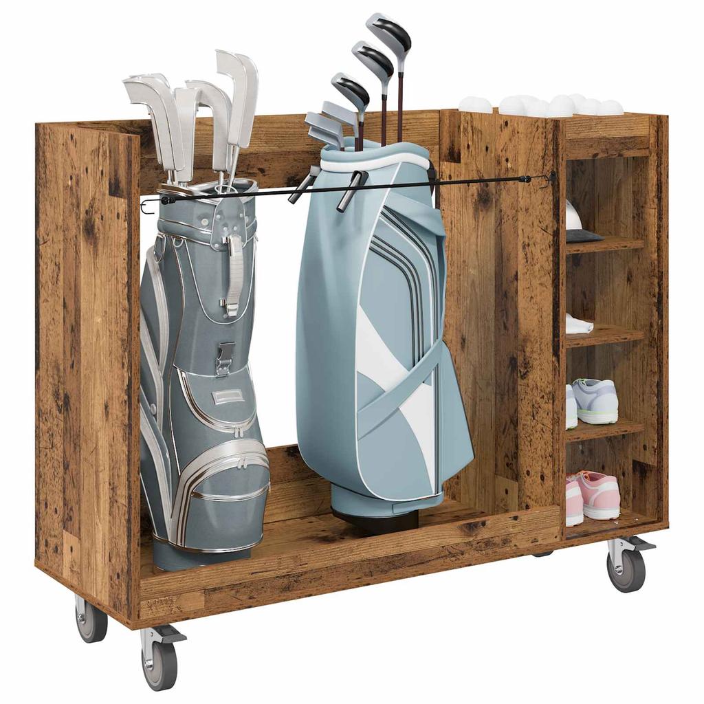 Golfkast met Wielen Gerecycled Hout Look 120 x 45 x 98 cm